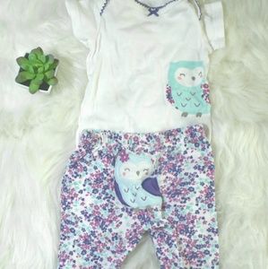 Carter's matching owl pants and onesie set